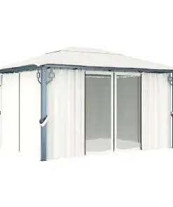 vidaXL Gazebo with Curtain 400×300 cm Cream Aluminium