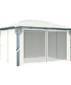 vidaXL Gazebo with Curtain 400×300 cm Cream Aluminium