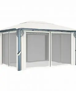 vidaXL Gazebo with Curtain 400×300 cm Cream Aluminium