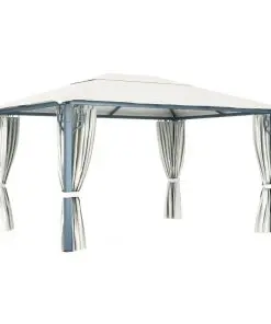 vidaXL Gazebo with Curtain 400×300 cm Cream Aluminium