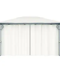 vidaXL Gazebo with Curtain 400×300 cm Cream Aluminium