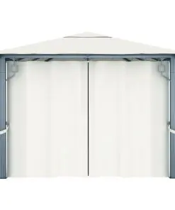 vidaXL Gazebo with Curtain 400×300 cm Cream Aluminium