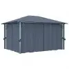 vidaXL Gazebo with Curtain 400×300 cm Anthracite Aluminium