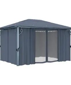 vidaXL Gazebo with Curtain 400×300 cm Anthracite Aluminium