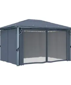 vidaXL Gazebo with Curtain 400×300 cm Anthracite Aluminium