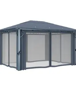 vidaXL Gazebo with Curtain 400×300 cm Anthracite Aluminium