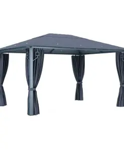 vidaXL Gazebo with Curtain 400×300 cm Anthracite Aluminium