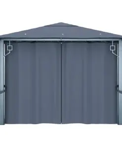 vidaXL Gazebo with Curtain 400×300 cm Anthracite Aluminium