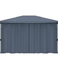 vidaXL Gazebo with Curtain 400×300 cm Anthracite Aluminium