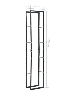vidaXL Firewood Rack Black 40x25x200 cm Steel