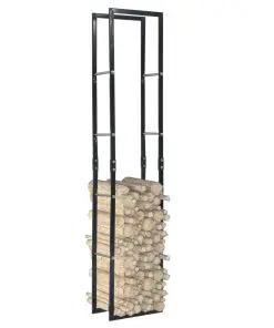 vidaXL Firewood Rack Black 40x25x200 cm Steel