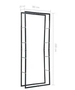 vidaXL Firewood Rack Black 80x25x200 cm Steel
