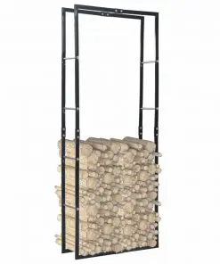 vidaXL Firewood Rack Black 80x25x200 cm Steel