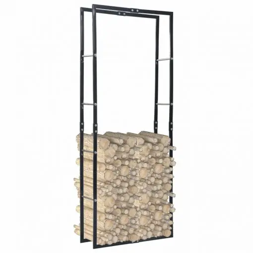 vidaXL Firewood Rack Black 80x25x200 cm Steel