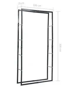 vidaXL Firewood Rack Black 100x25x200 cm Steel