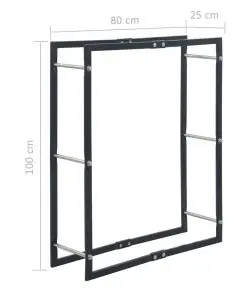 vidaXL Firewood Rack Black 80x25x100 cm Steel