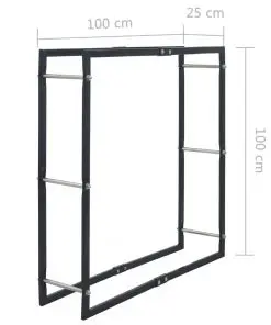 vidaXL Firewood Rack Black 100x25x100 cm Steel