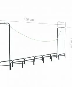 vidaXL Firewood Rack Anthracite 360x35x120 cm Steel