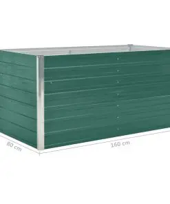 vidaXL Raised Garden Bed 160x80x77 cm Galvanised Steel Green