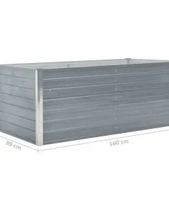 vidaXL Raised Garden Bed 160x80x45 cm Galvanised Steel Grey