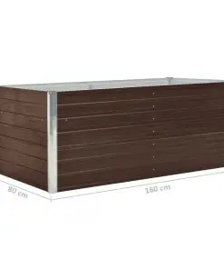 vidaXL Raised Garden Bed 160x80x45 cm Galvanised Steel Brown