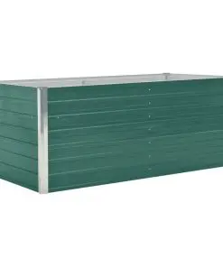 vidaXL Raised Garden Bed 160x80x45 cm Galvanised Steel Green