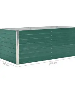 vidaXL Raised Garden Bed 160x80x45 cm Galvanised Steel Green