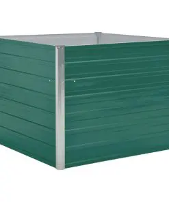 vidaXL Raised Garden Bed 100x100x77 cm Galvanised Steel Green