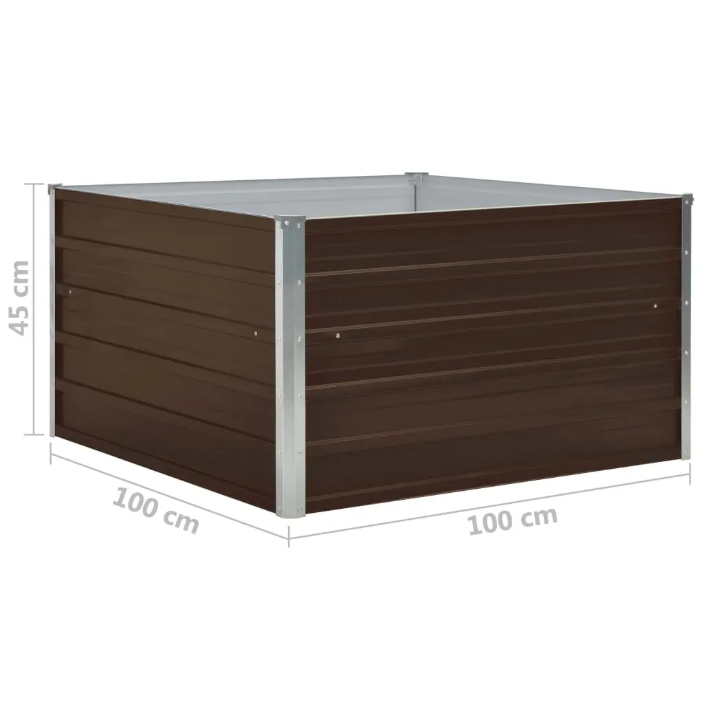 vidaXL Raised Garden Bed 100x100x45 cm Galvanised Steel Brown
