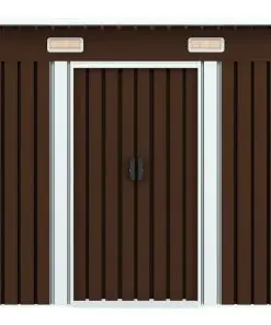 vidaXL Garden Storage Shed Brown 194x121x181 cm Steel