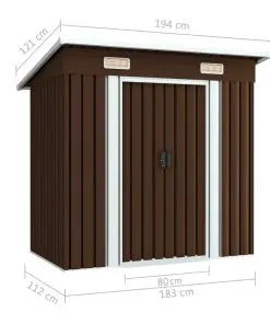 vidaXL Garden Storage Shed Brown 194x121x181 cm Steel