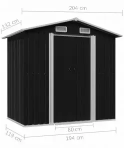 vidaXL Garden Storage Shed Anthracite Steel 204x132x186 cm
