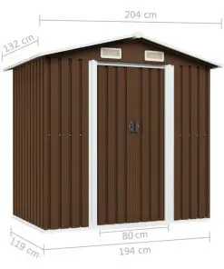 vidaXL Garden Storage Shed Brown 204x132x186 cm Steel