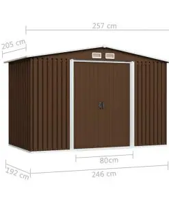 vidaXL Garden Storage Shed Brown 257x205x178 cm Steel