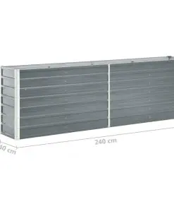 47040 vidaXL Garden Raised Bed Galvanised Steel 240x40x77 cm Grey