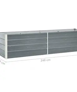 47044 vidaXL Garden Raised Bed Galvanised Steel 240x40x45 cm Grey