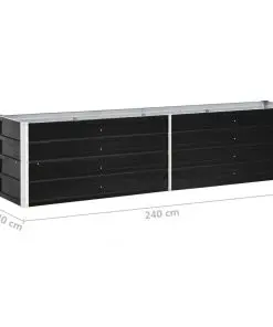 47047 vidaXL Garden Raised Bed Galvanised Steel 240x40x45 cm Anthracite