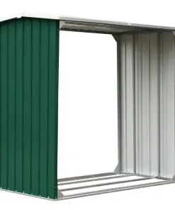 vidaXL Log Storage Shed Galvanised Steel 172x91x154 cm Green