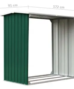 vidaXL Log Storage Shed Galvanised Steel 172x91x154 cm Green