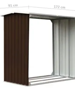 vidaXL Log Storage Shed Galvanised Steel 172x91x154 cm Brown