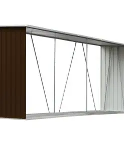 vidaXL Garden Log Storage Shed Galvanised Steel 330x84x152 cm Brown