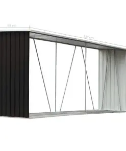 vidaXL Garden Log Storage Shed Galvanised Steel 330x84x152 cm Anthracite