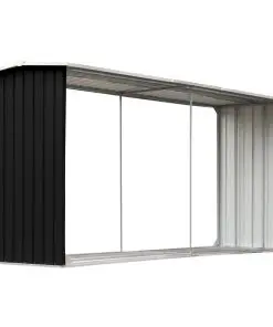 vidaXL Garden Log Storage Shed Galvanised Steel 330x92x153 cm Anthracite