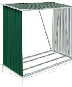 vidaXL Garden Log Storage Shed Galvanised Steel 163x83x154 cm Green
