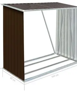 vidaXL Garden Log Storage Shed Galvanised Steel 163x83x154 cm Brown