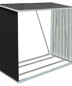 vidaXL Garden Log Storage Shed Galvanised Steel 163x83x154 cm Anthracite