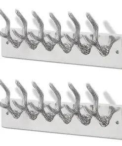 vidaXL Wardrobe Coat Hooks 2 pcs Silver Aluminium