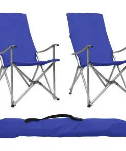 vidaXL Foldable Camping Chairs 2 pcs Blue