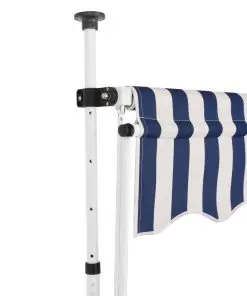 vidaXL Manual Retractable Awning 200 cm Blue and White Stripes