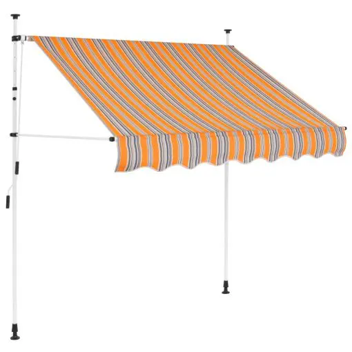 vidaXL Manual Retractable Awning 200 cm Yellow and Blue Stripes